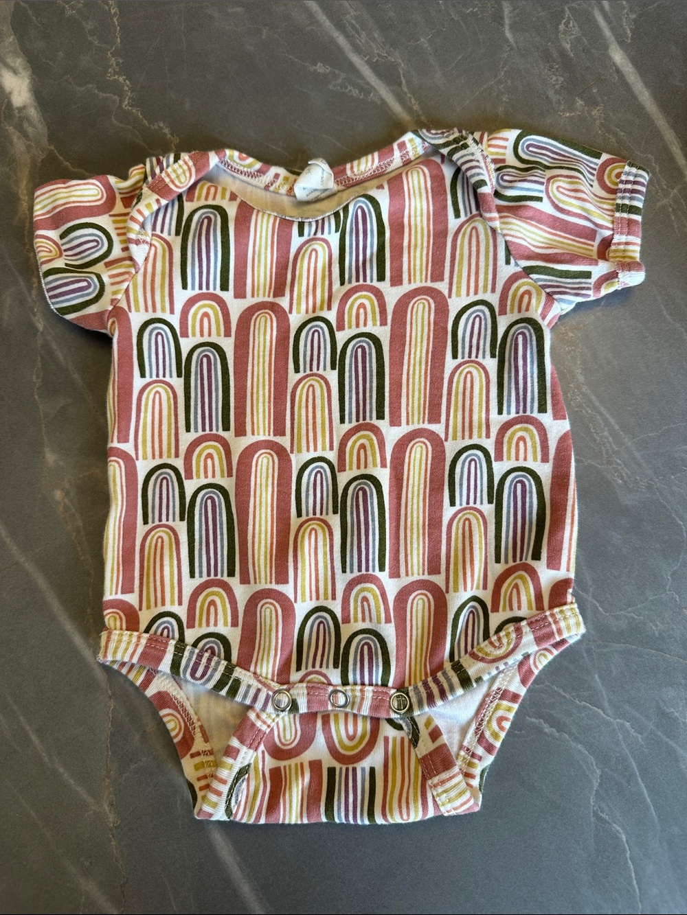 kate quinn Rainbow Arch Print One-Piece Bodysuit - Pink, Green, Mustard